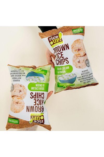 Rice Up 6 Pieces Gluten-Free Sour Cream and Onion, Brown Rice Chips 60g