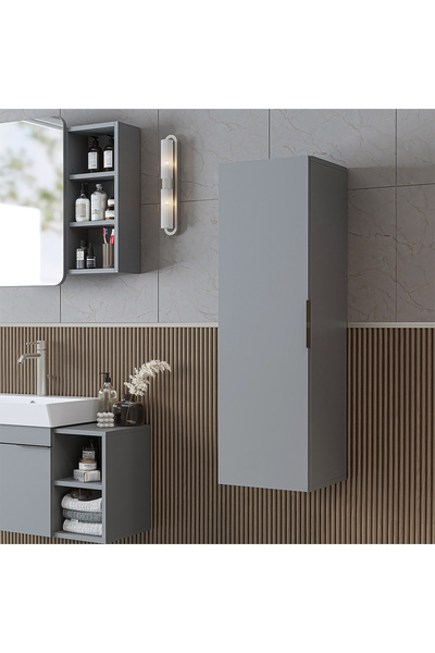 ROOMART Likya Banyo Dolabı Mat Mdflam 114 Cm Banyo Boy Dolabı