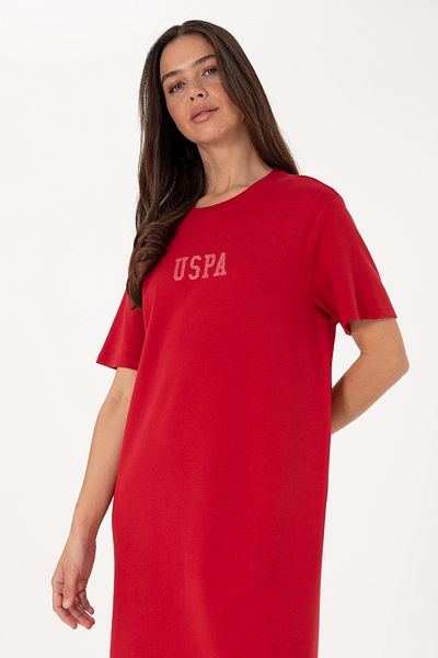 U.S. Polo Assn. Women's Red Crew Neck Mini Length Knitted Dress 50306431-Vr171