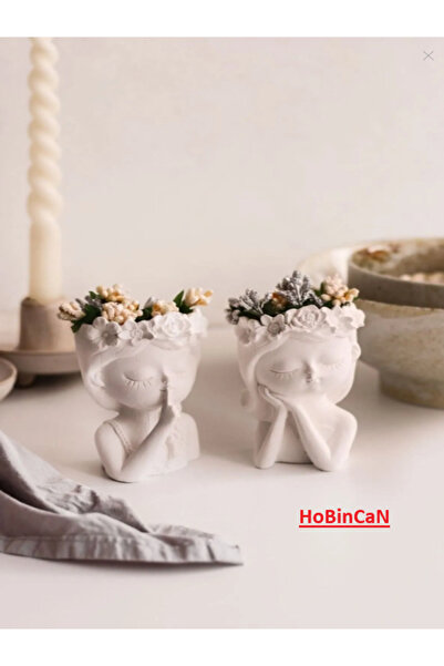 BLANJ İkili Çiçekli Kız Kardeşler Dekor Vazo (ÇİÇEKLER HARİÇTİR)