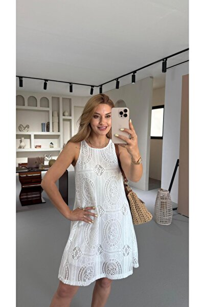 Sezgi Tekin Fisto Detay Astarlı Ekru Elbise