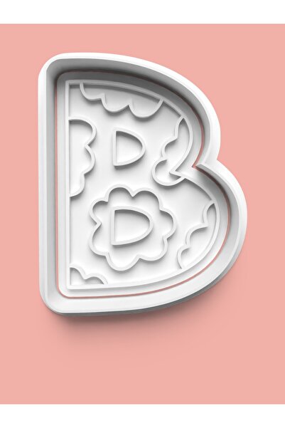 AKTASTORE قالب كوكيز على شكل حرف B منقوش وقالب عجينة السكر