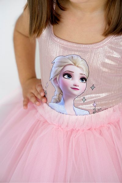 DUCA KIDS Set de corp pentru fete Elsa cu bretele strălucitoare și fustă tutu pufoasă