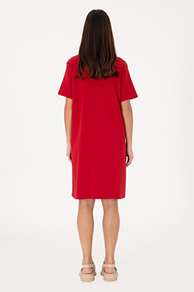 U.S. Polo Assn. Women's Red Crew Neck Mini Length Knitted Dress 50306431-Vr171