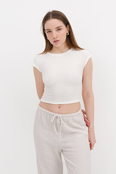 Addax Μπλουζάκι με υφή Crop P18308