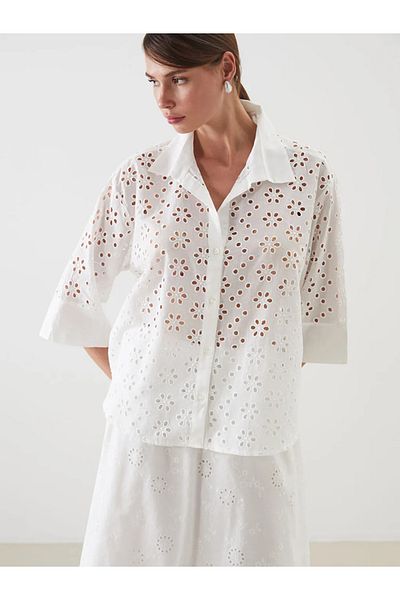 LC Waikiki Lcw Vision Openwork Oversize Women's Shirt