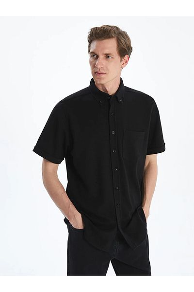 LC Waikiki Cămașă pentru bărbați LCWAIKIKI Classic Black Regular Fit cu mânecă scurtă