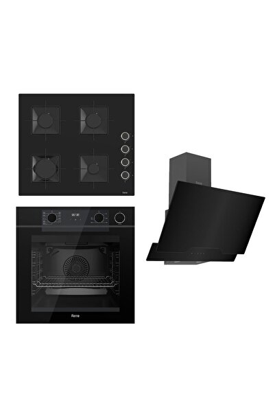 Ferre STEAMART-FRYART Serisi Siyah Set (SS205 + QEP64CS +D063 ) - Emaye Izgara