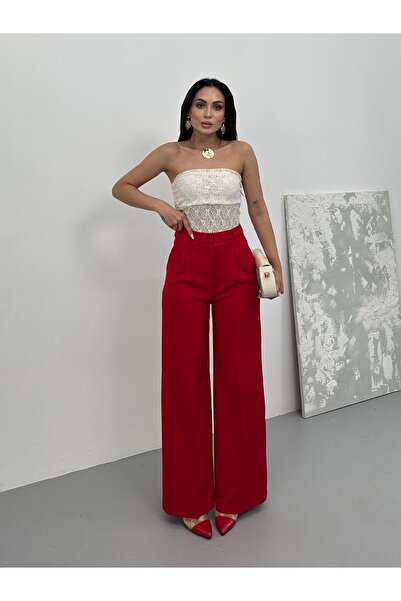 Juste Pleated Palazzo Trousers Red