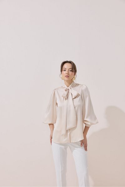 NUR KALAY COLLECTION Satin Bluz with Mobile Scarf
