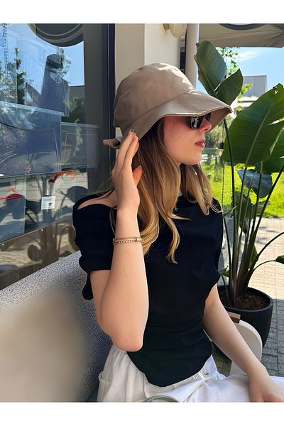 ZERAMİNE Brown Bow Bucket Hat 100% Cotton