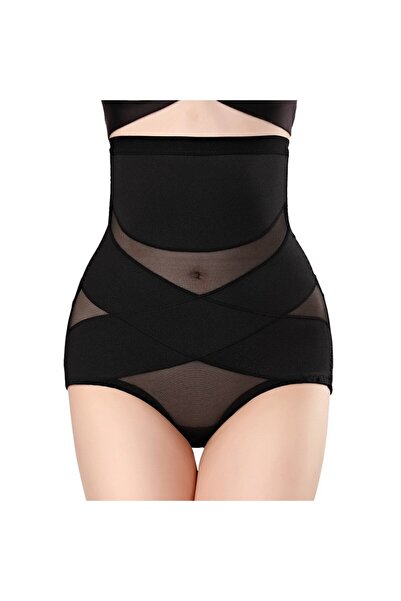 Flippy Abdomen Shapewear with High Waist and Corset, Black, Push-Up, Size M