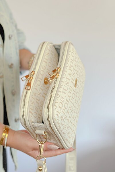 Just Polo Krem Renk Cüzdanlı Yeni Sezon Orta Boy 4 Bölmeli Geniş Askılı Günlü...