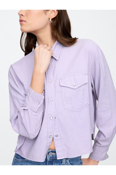 GAP Kadın Lila Denim Western Gömlek