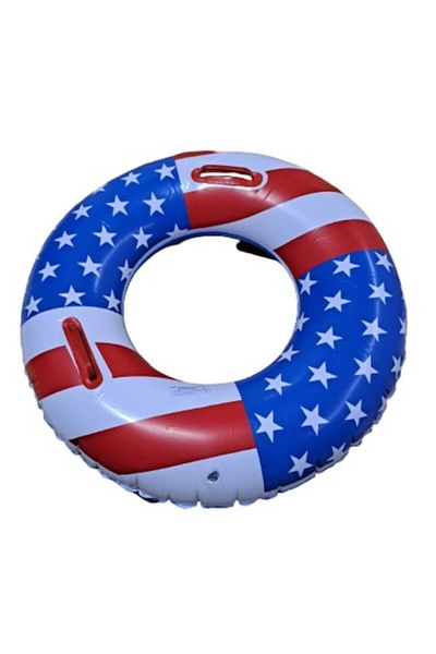 Globalport Retail Inflatable ring with handles, diameter 90 cm, USA model, Red/Blue