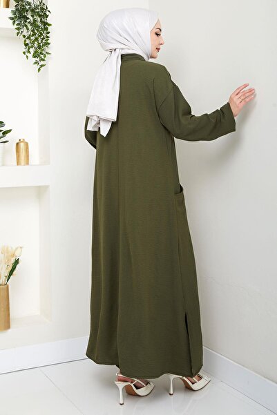 hafsamina Yarım Fermuarlı Cepli Ayrobin Takım Haki HM2759