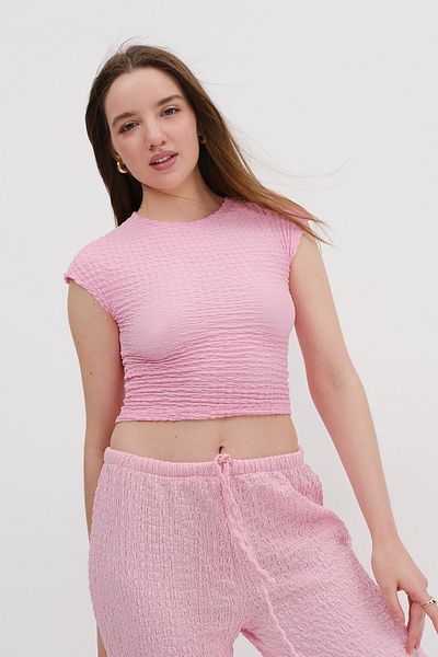 Addax Textured Crop T-Shirt P18308