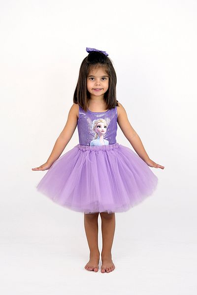 DUCA KIDS Set de corp pentru fete Elsa cu bretele strălucitoare și fustă tutu pufoasă