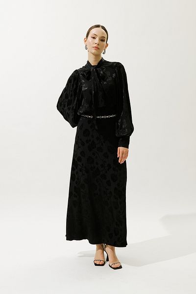 Manuka FUSTA JACQUARD SATIN NEGRA