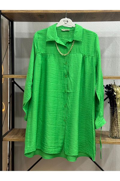 ÖZNE BUTİK Women's Chain Detailed Linen Fabric Shirt
