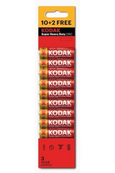 Kodak Super Heavy Duty | AA Batteries | Double A | Disposable Household | Carbon Zinc | 1.5V | 12 Bl