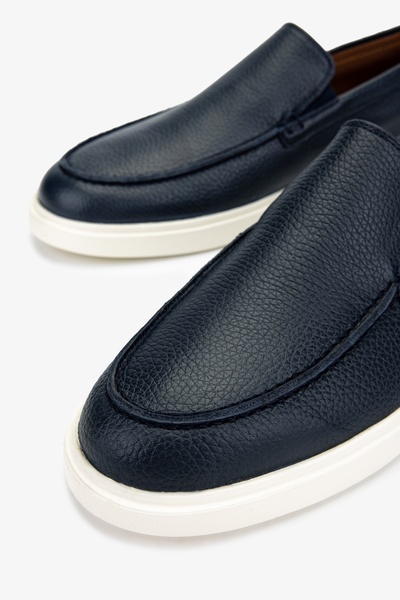 Valmenti Мъжки тъмносини мокасини от естествена кожа