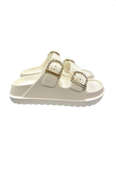 AkınalBella Daily Double Striped Slippers with Accessories