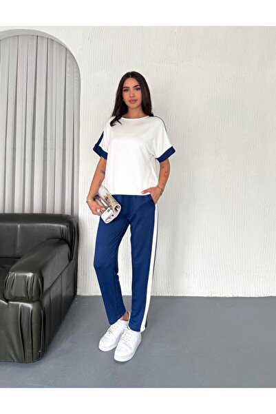 ALPACO Γυναικείο κοστούμι από υφασμάτινο υλικό με υφή μοντέρνας τεχνολογίας με πλαϊνές λωρίδες -ΣΥΛΛΟΓΗ