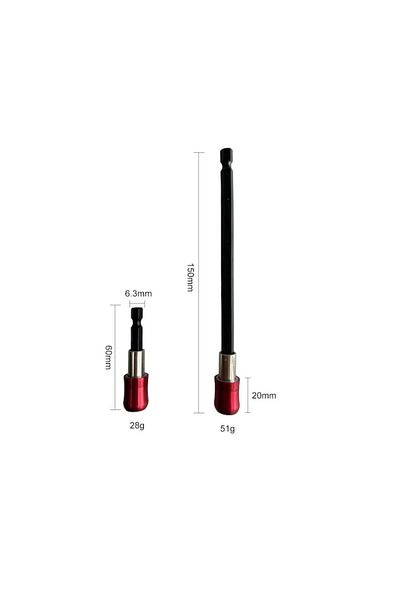 Globalport Retail Set of 2 Magnetic bit adapters, 1/4", lengths 60 mm, 150 mm