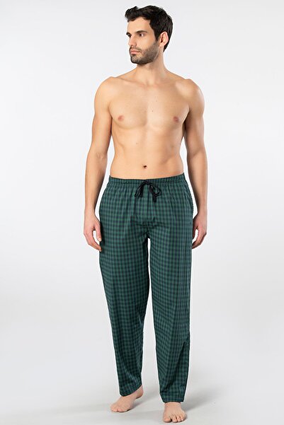 Cacharel Ekoseli Cepli Alt Pijama, %95 pamuk %5 likralı