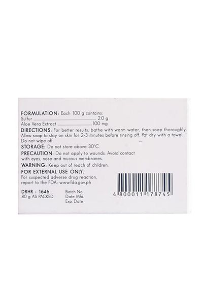 Dr. S. Wong Sulfur Soap with Aloe Vera, Anti-fungal, Scented 80g