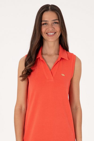 U.S. Polo Assn. Rochie tricotată roșie cu guler polo pentru damă 50300674-VR213