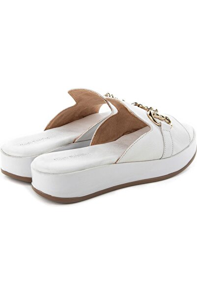 Hush Puppies Asan (624219) Anatomical Sole Genuine Leather Buckle Stylish Women's Slippers White
