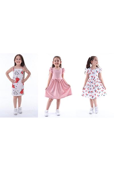 minitrends 3 Pieces 3-Piece Printed Lycra Girl's Dress Multi Color