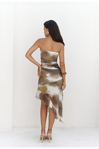 BOHEMAİ Stracnaha Drape részletes zöld pánt nélküli ruha