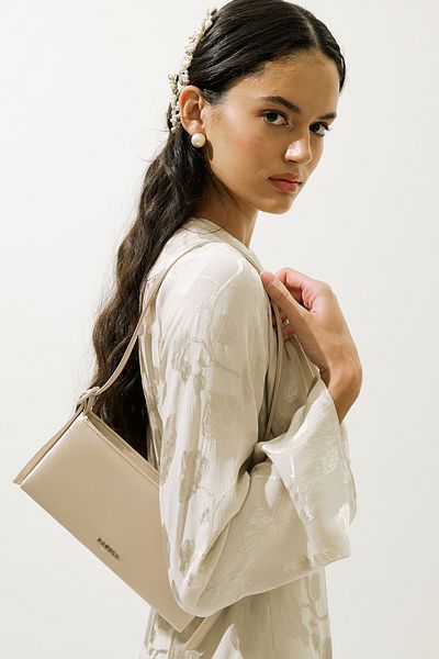 Manuka Satin Mini Baguette Evening Bag Gold