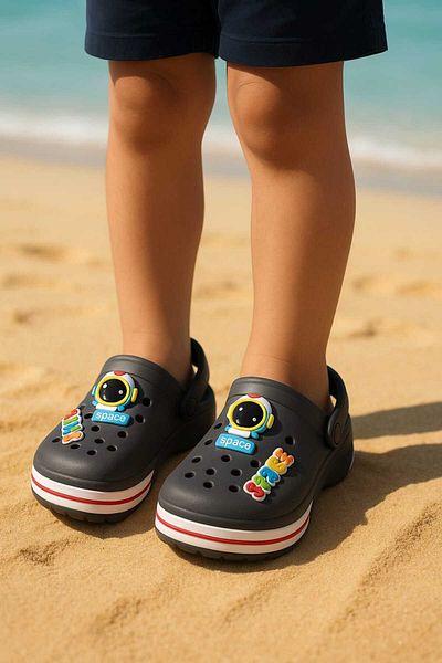 gigigiyim Printed Boy's Sandals-Slippers Gray