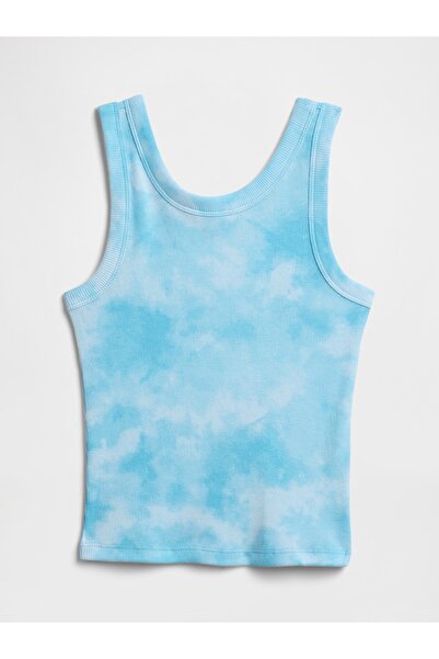 GAP Kız Çocuk Mavi Batik Desenli Fitilli Atlet