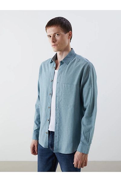 LC Waikiki Lcw Jeans Blue Regular Fit Long Sleeve Men's Jean Shirt