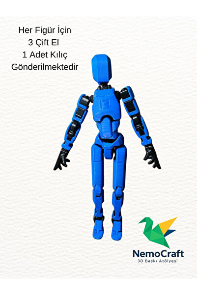 NemoCraft Lucky 13 Oynar Eklemli Robot Figür Dumy Oyuncak Mavi Siyah 14cm