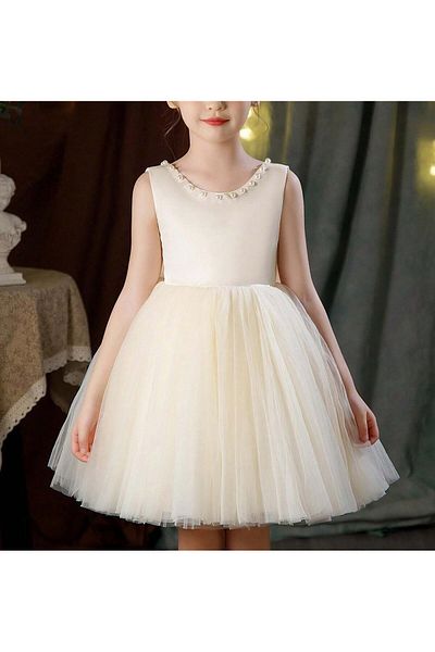 MadyaButik Girl's Collar Pearl Dress Our Violet Model Birthday Graduation Reading Day Evening Dress