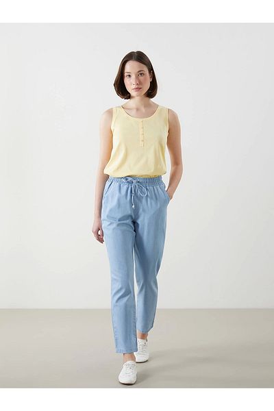 LC Waikiki Lcwaikiki Classic Beige Elastic Waist Carrot Fit Women's Jean Trousers