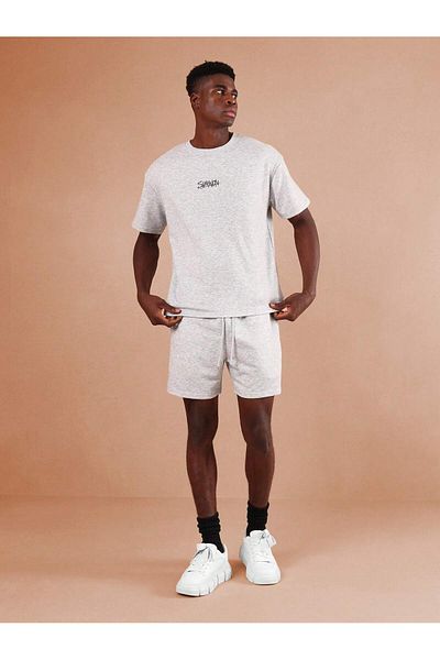 ACTIVE MODA -Men's Short Sleeve Tshirt-Shorts Set Printed Cotton