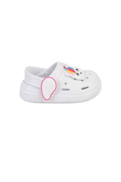 gigigiyim Wing Detailed Unicorn Printed Girls' Sandals-Flip Flops White