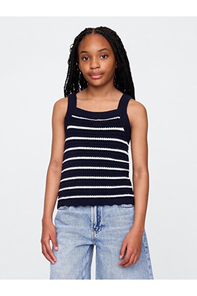 GAP Kız Çocuk Lacivert Çizgili Bluz