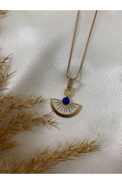 stainless steell Eye Detail Fan Steel Necklace