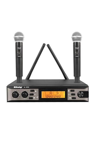 König KÖNİG K-990 UHF 2X100 2 EL MİKROFONLU  Uyumlu KABLOSUZ MİKROFON