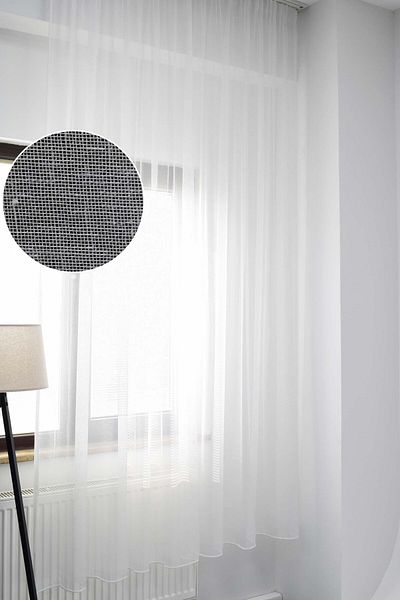 birizmoda Pearl Patterned Extrafor Gathered Pleatless Tulle Curtain - Fikse