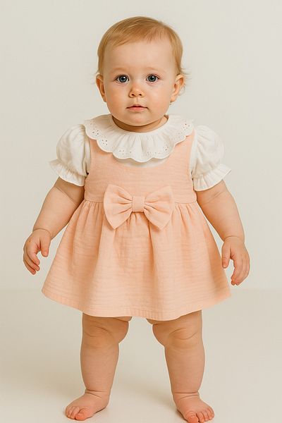 minuma Baby Girl Muslin Back Wing Dress 9-18 Months
