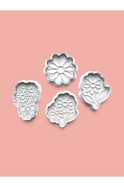 AKTASTORE قالب بسكويت البابونج وقالب عجينة السكر مجموعة من 4 قطع 0844-set